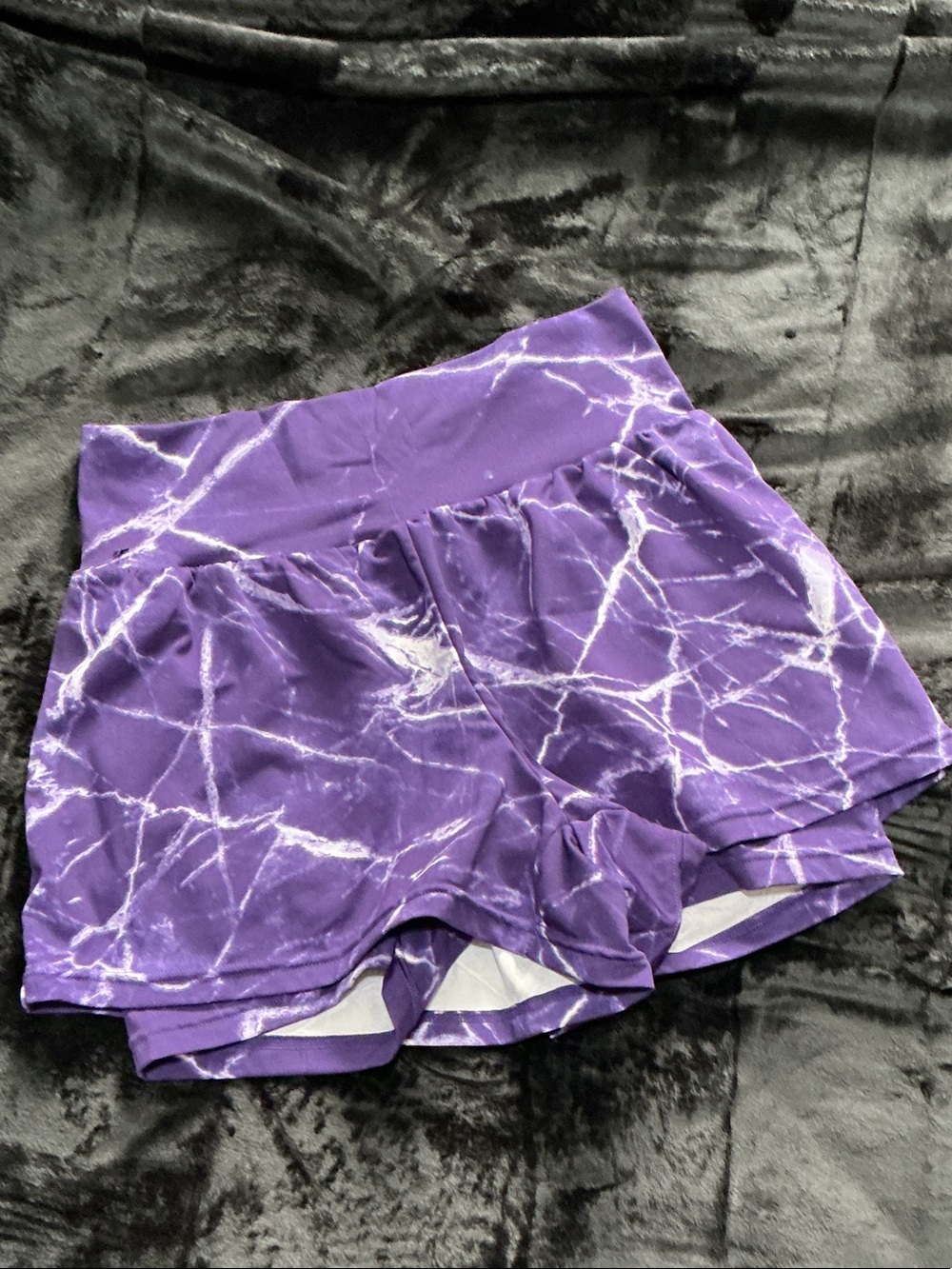 LuLaRoe Purple Marble-Effect High-Waist Athletic Shorts